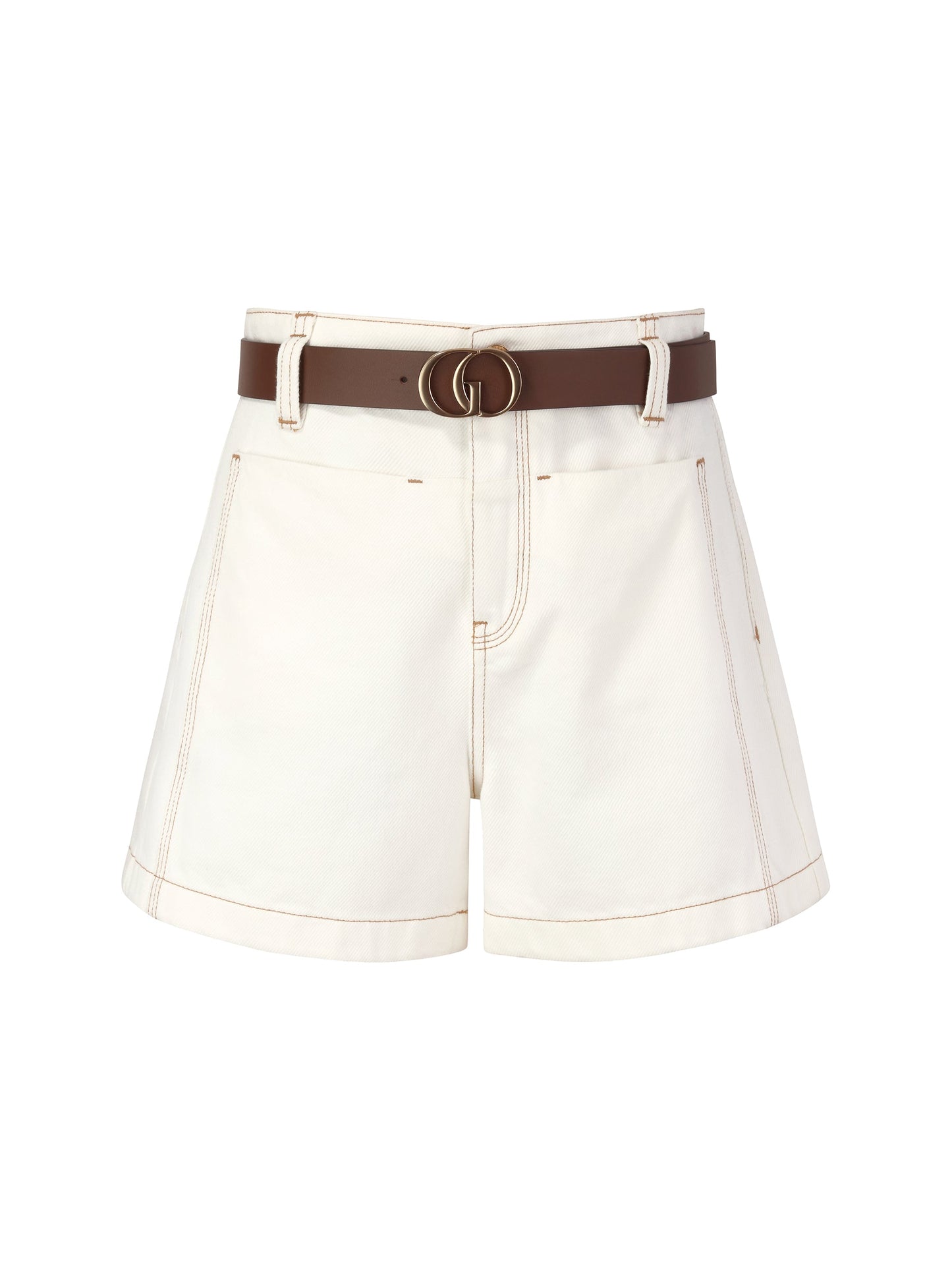 100% Cotton Denim Women Slim Fit Shorts With Belt