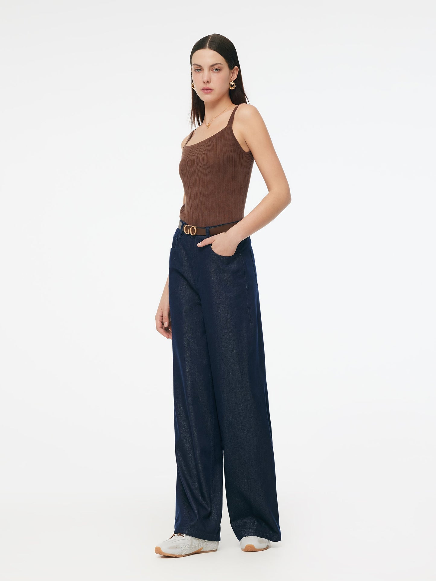 Denim Glitter Detailed Women Loose Straight Jeans
