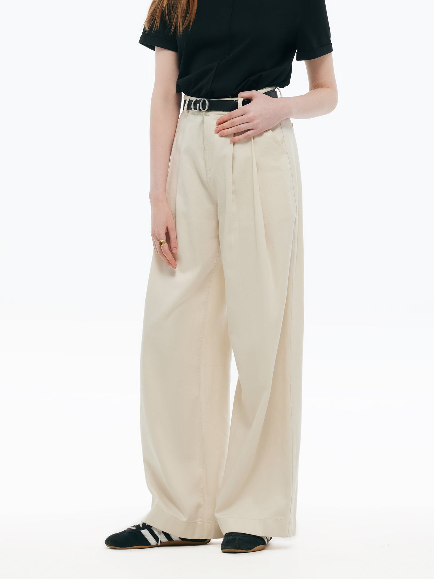 Tencel Blend Adjustable Waist Women Wide Leg Jeans