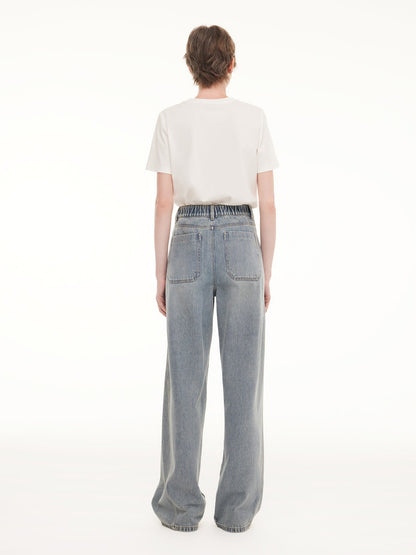 100% Cotton Denim Women Curved-Leg Jeans