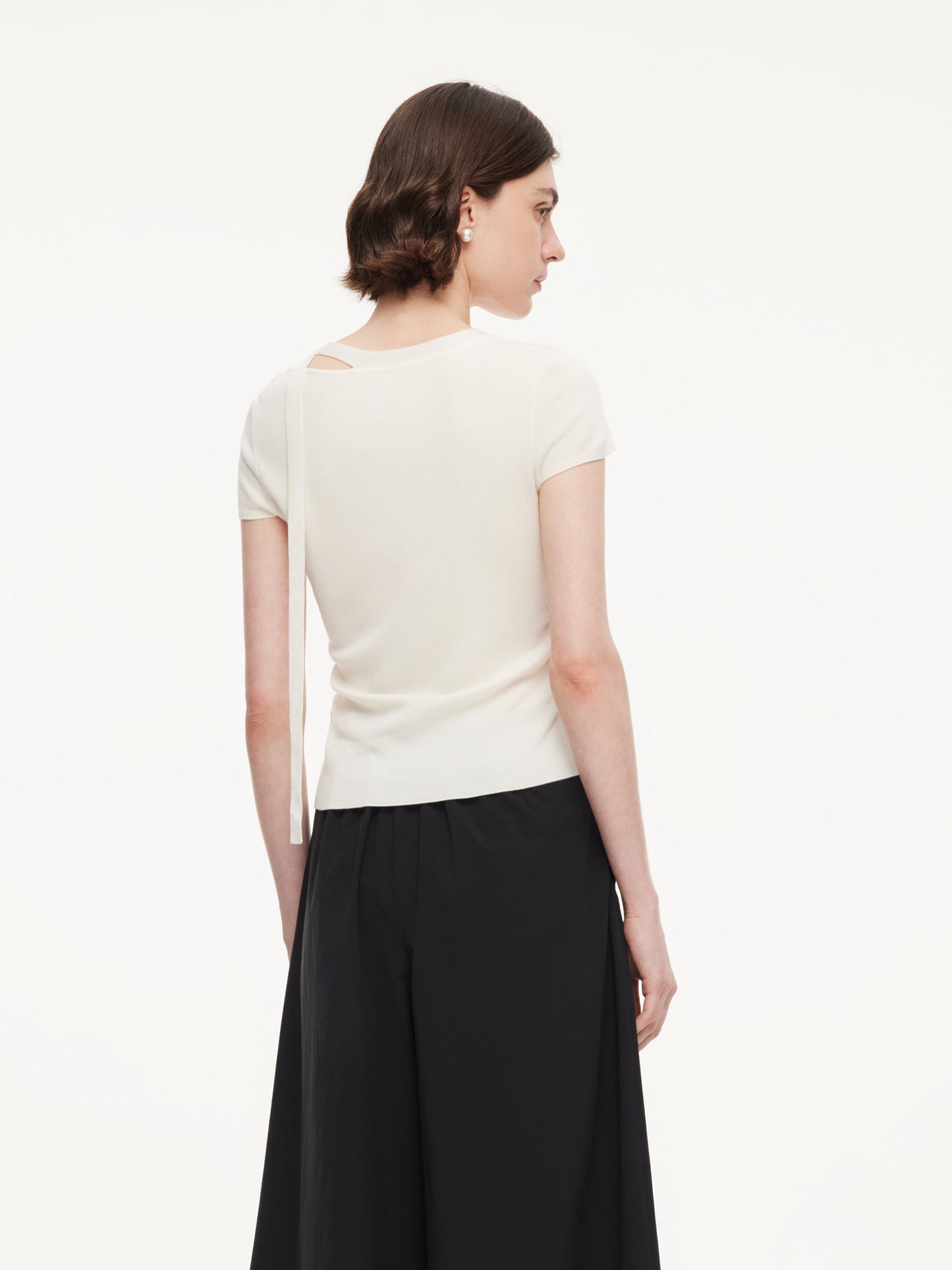 Triacetate Lyocell Blend Women Ribbon Knit Top