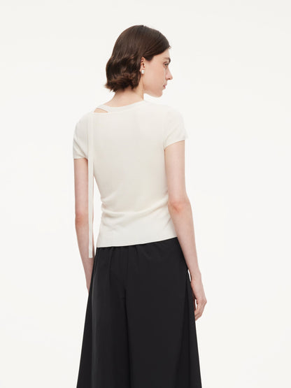 Triacetate Lyocell Blend Women Ribbon Knit Top