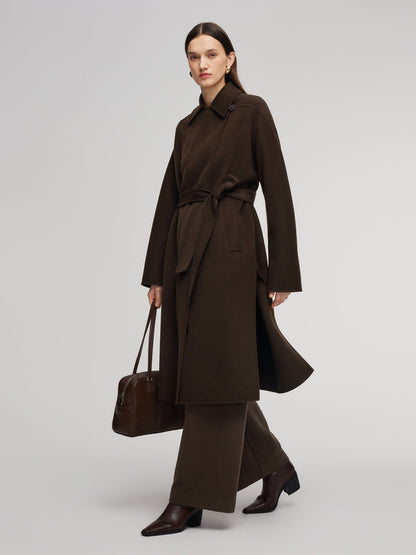 100% Wool Double-Faced Women Wrap Overcoat
