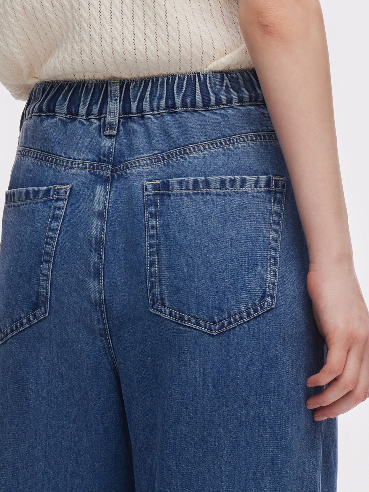 100% Tencel Denim Women Adjustable Waist Jeans