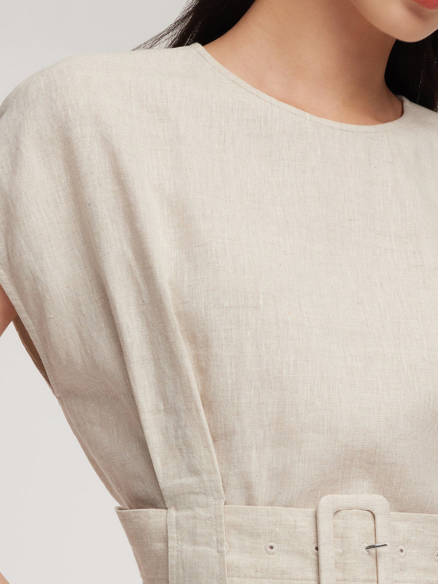 100% Linen Blouse And Pants Two-Piece Set