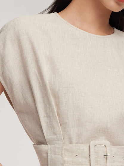 100% Linen Blouse And Pants Two-Piece Set
