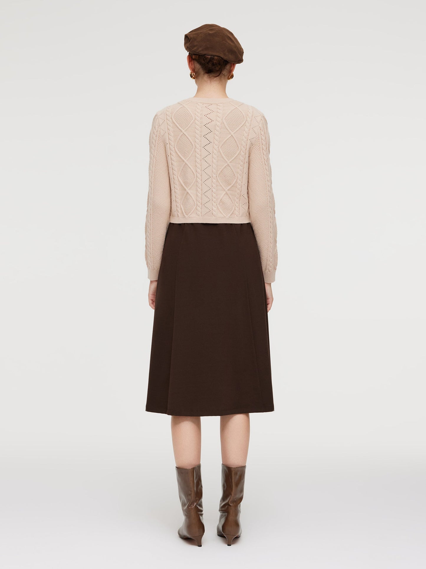 Lyocell Wool Blend Sweater And Knit Vest Dress Two-Piece Set