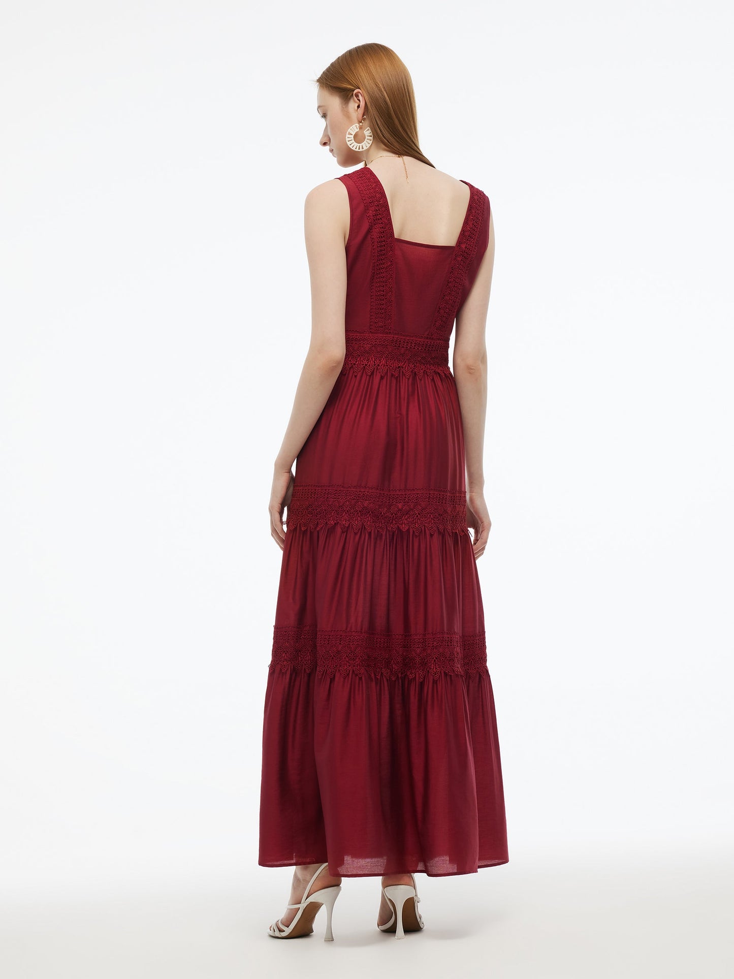 Tencel Lace Trim Women Maxi Vest Dress