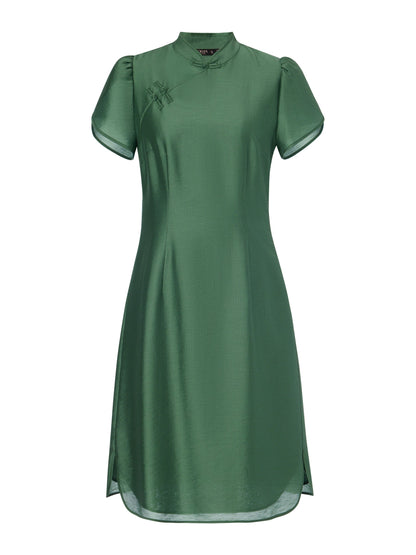 Tencel Blend Women Qipao Mini Dress