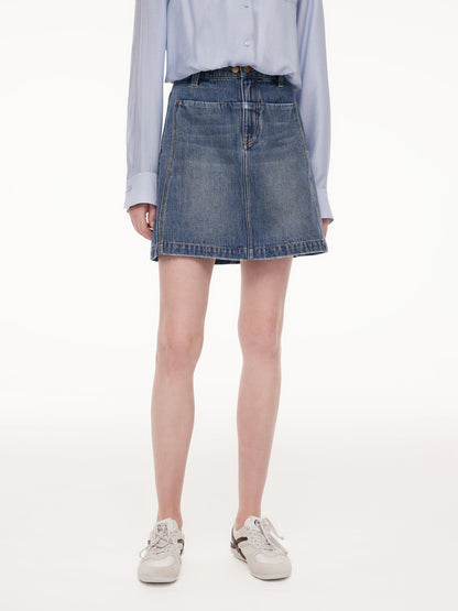 100% Cotton Denim Adjustable Waist Women Skirt