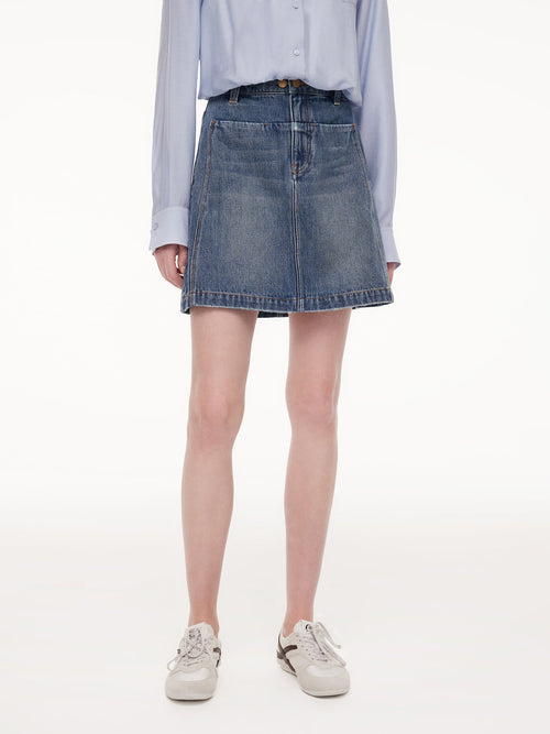 100% Cotton Denim Adjustable Waist Women Skirt