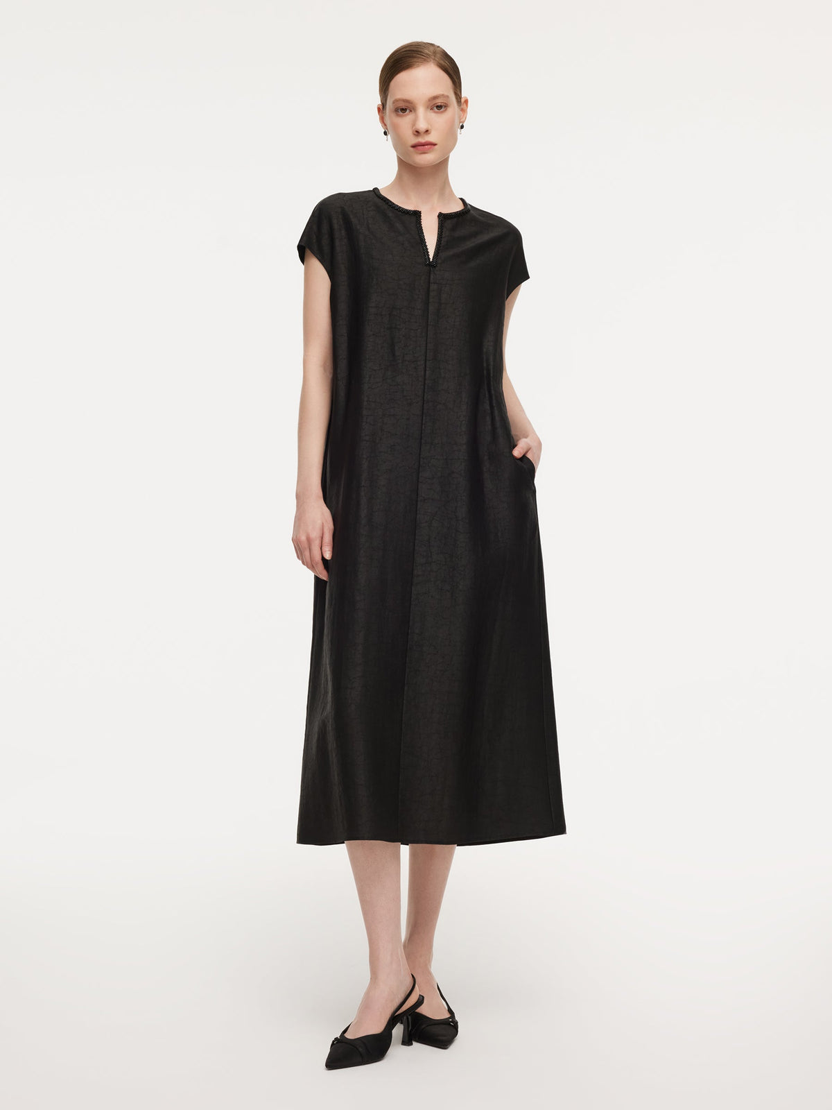 18MM Gambiered Canton Gauze Women Self-Tie Belt Maxi Dress