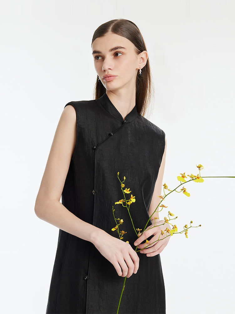 Xiang Yun Silk Asymmetric Hem Women Qipao Mini Dress