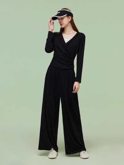 Tencel Blend Hoodie And Wide Leg Pants Two-Piece Set