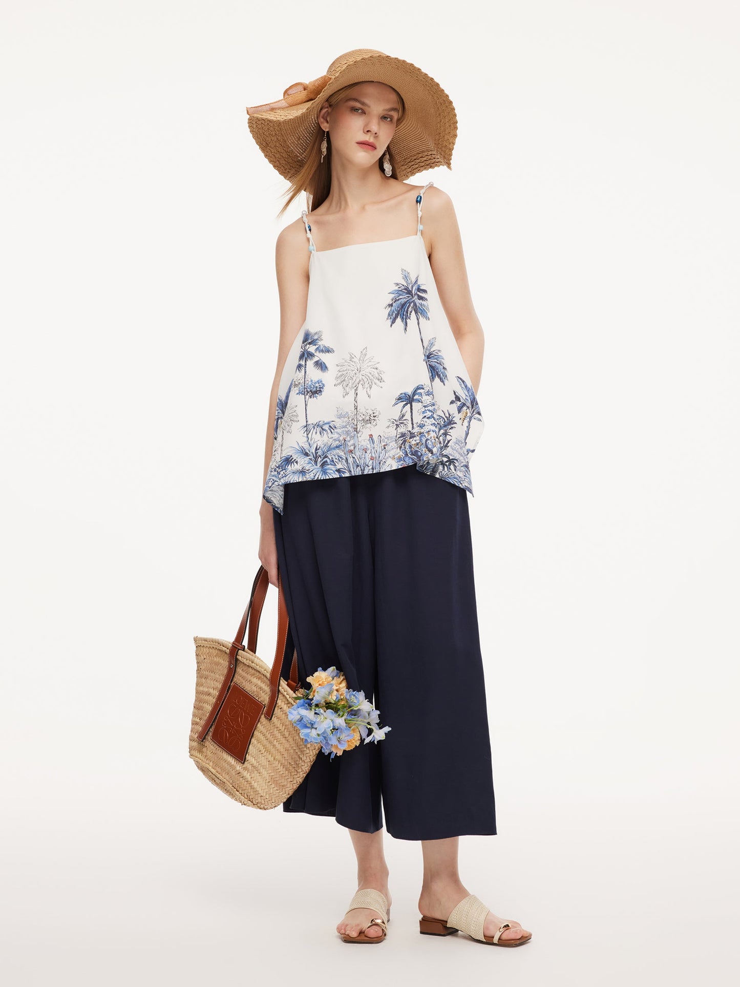 Linen Blend A-Line Women Culottes