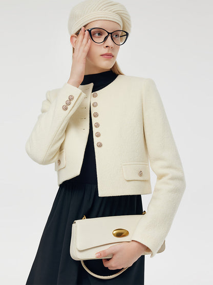 Wool Crop Jacket And Midi Dress Two-Piece Set