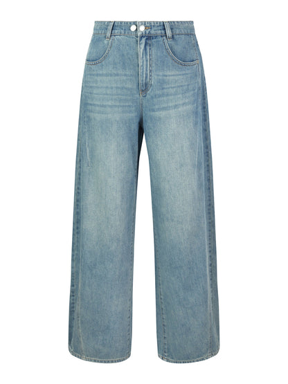 100% Cotton Denim Women Curved Leg Jeans