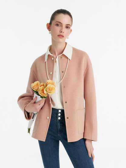 Pure Double-Faced Wool Round Neck Women Jacket