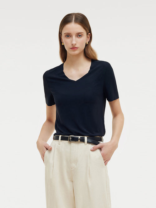Two-pack (Black & White) Modal V-Neck Unisex T-Shirt