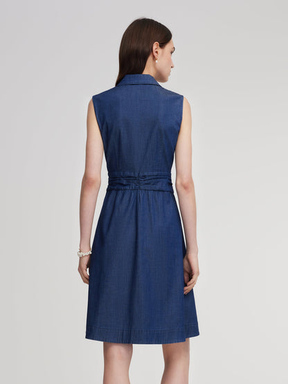 Denim A-Line Sleeveless Women Mini Dress