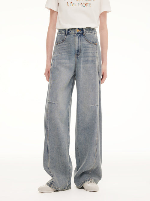 100% Cotton Denim Women Curved-Leg Jeans