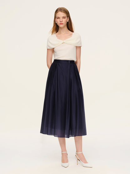 Tencel Blend Adjustable Waist Women A-Line Culottes