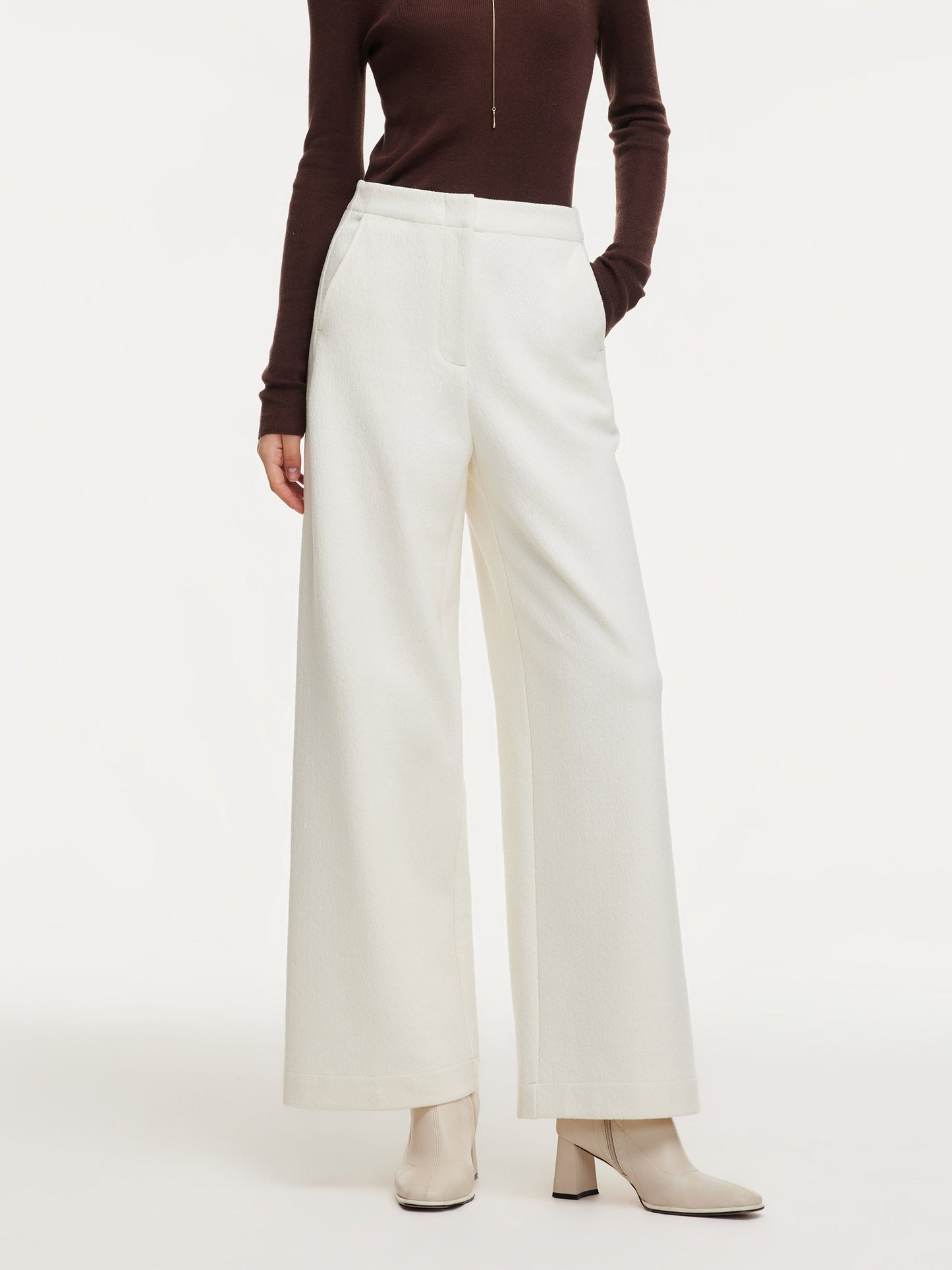 Adjustable Waist Straight Wide Leg Women Pants
