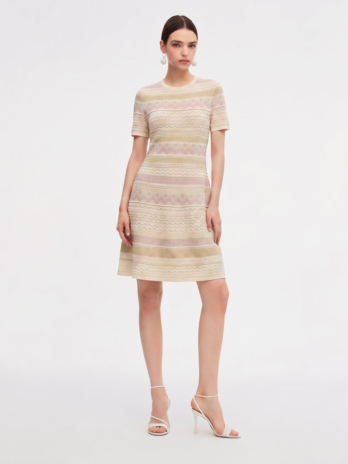 Multicolored Jacquard Women Knit Mini Dress