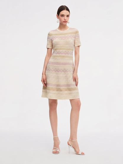 Multicolored Jacquard Women Knit Mini Dress