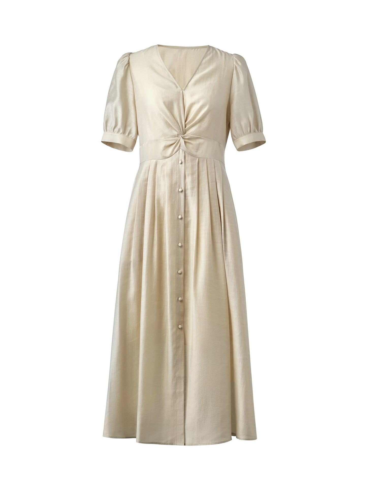 Tencel Acetate Linen Twist Front Women Maxi Dress