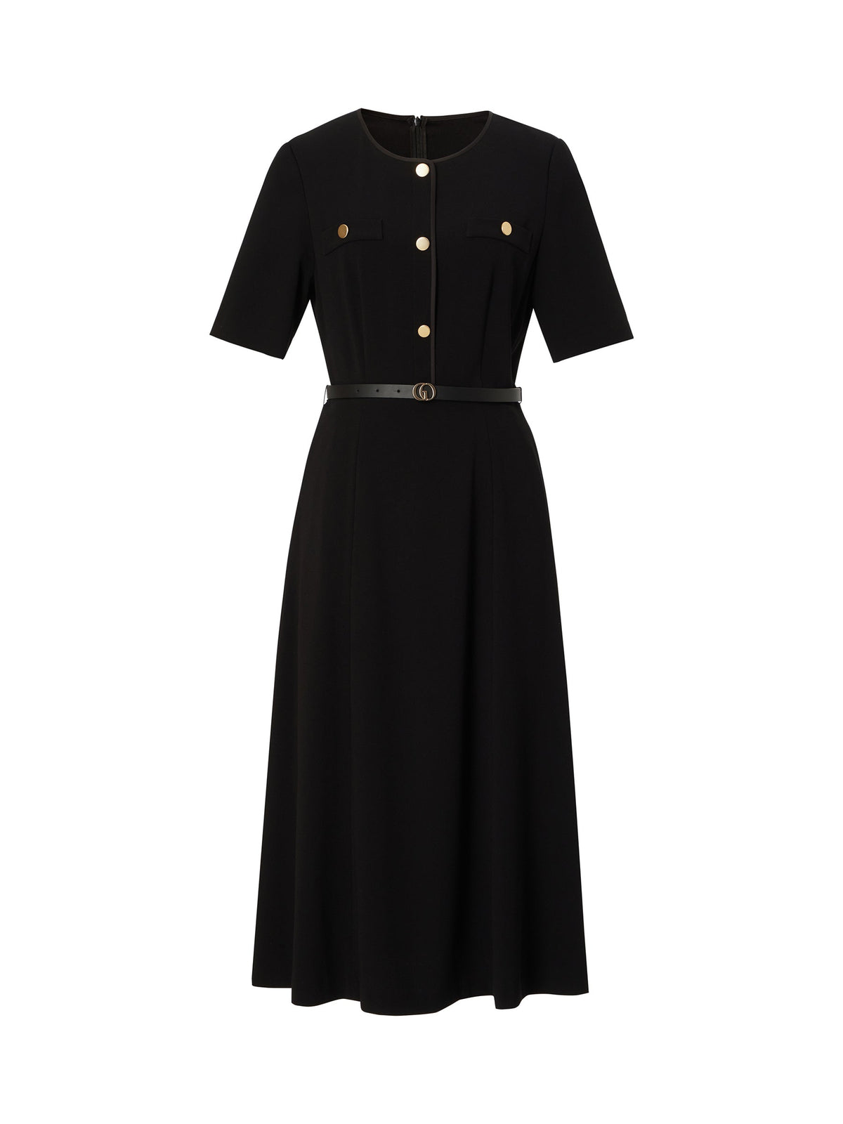 Triacetate Blend Women Midi Dress With Belt