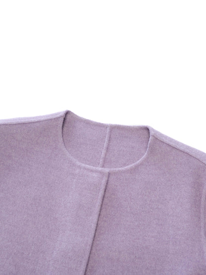 100% Wool Double-Faced Women Coat With Fringe Scarf