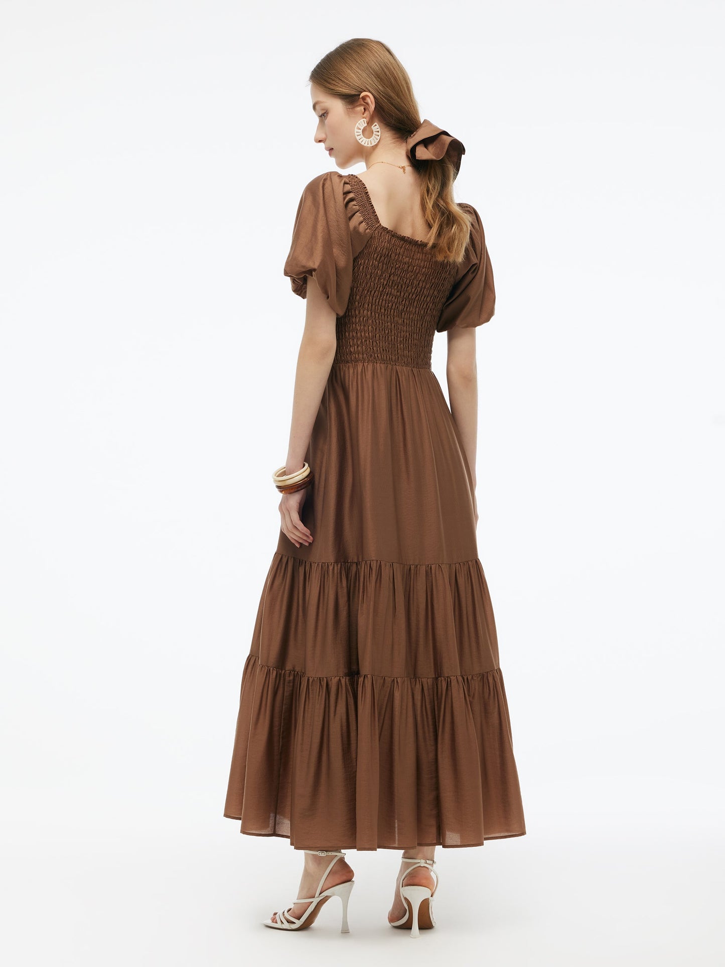 Tencel Blend Women Smocked Maxi Dress