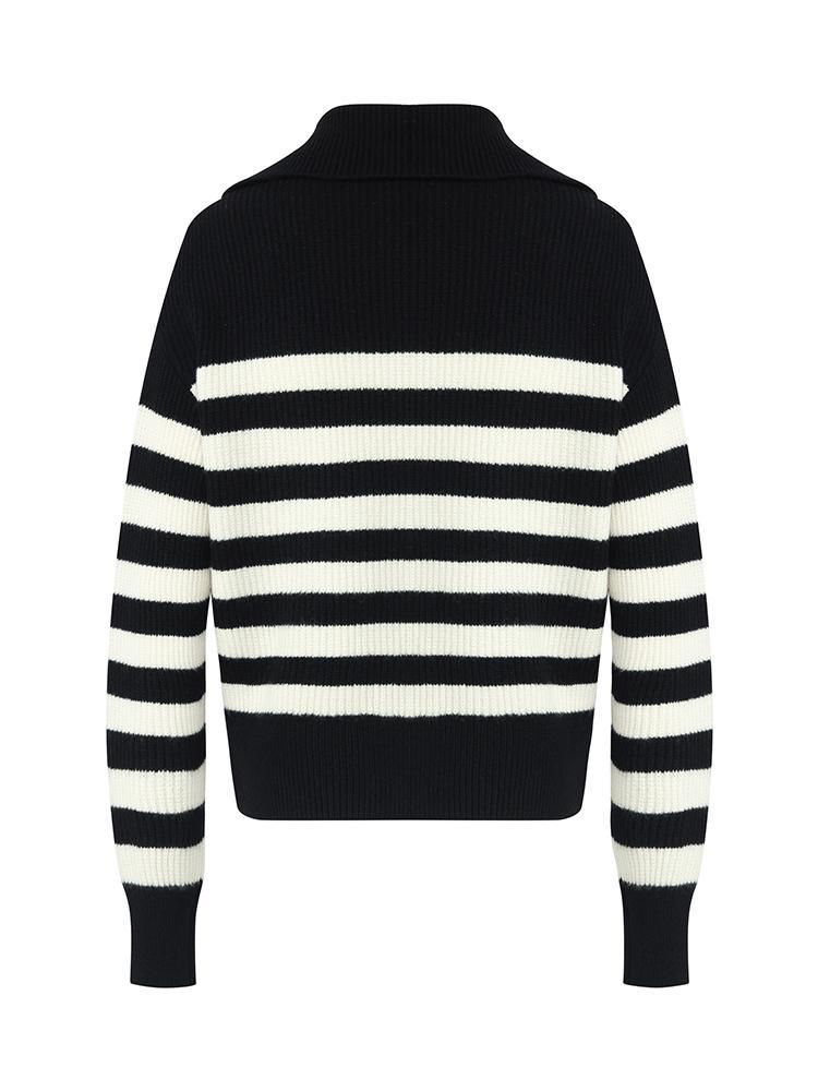 Woolen Knitted Stripe Women Cardigan