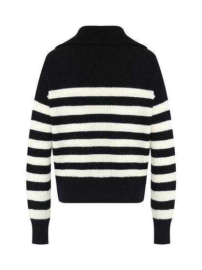 Woolen Knitted Stripe Women Cardigan