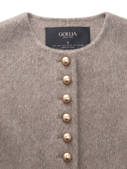 Alpaca Wool Blend Round Neck Women Jacket