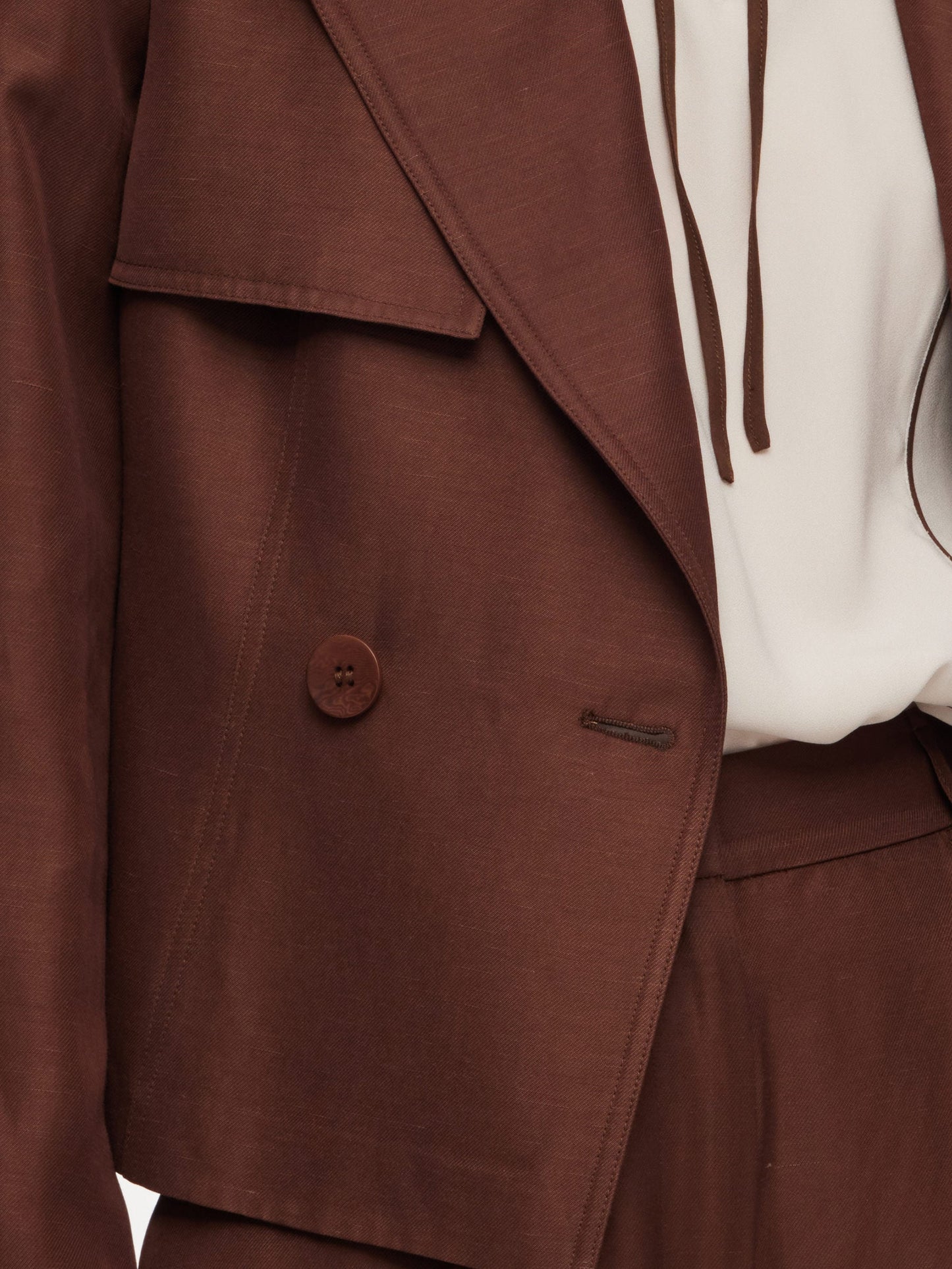 Tencel Acetate Linen Blend Women Trench Jacket With Belt