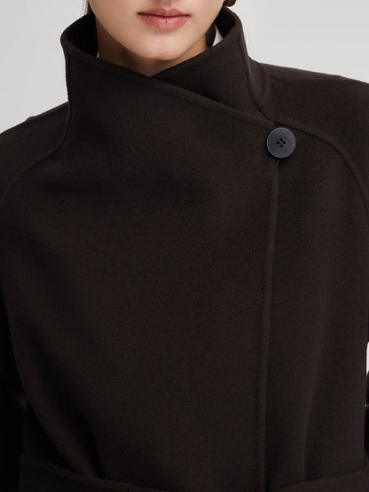 Cashmere Wool Blend Convertible Collar Women Wrap Coat
