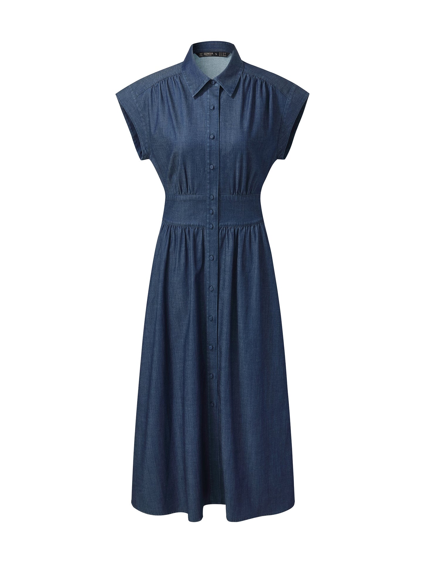 Denim Stretch Women Maxi Shirt Dress