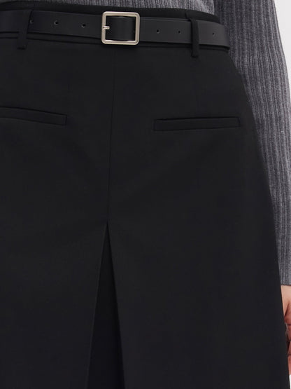 H-Line Pleated Women Skirt With Belt