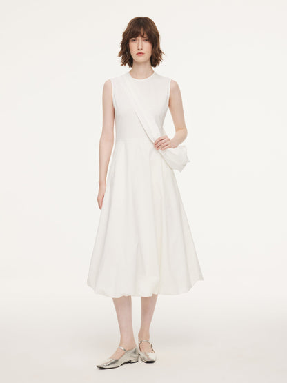 100% Cotton Bubble Hem Women Sleeveless Maxi Dress With Bag