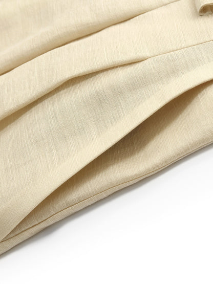 Tencel Acetate Linen Blend Women Straight Leg Pants