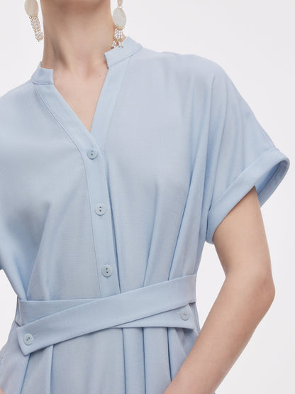 100% Acetate Adjustable Waist Women Midi Dress