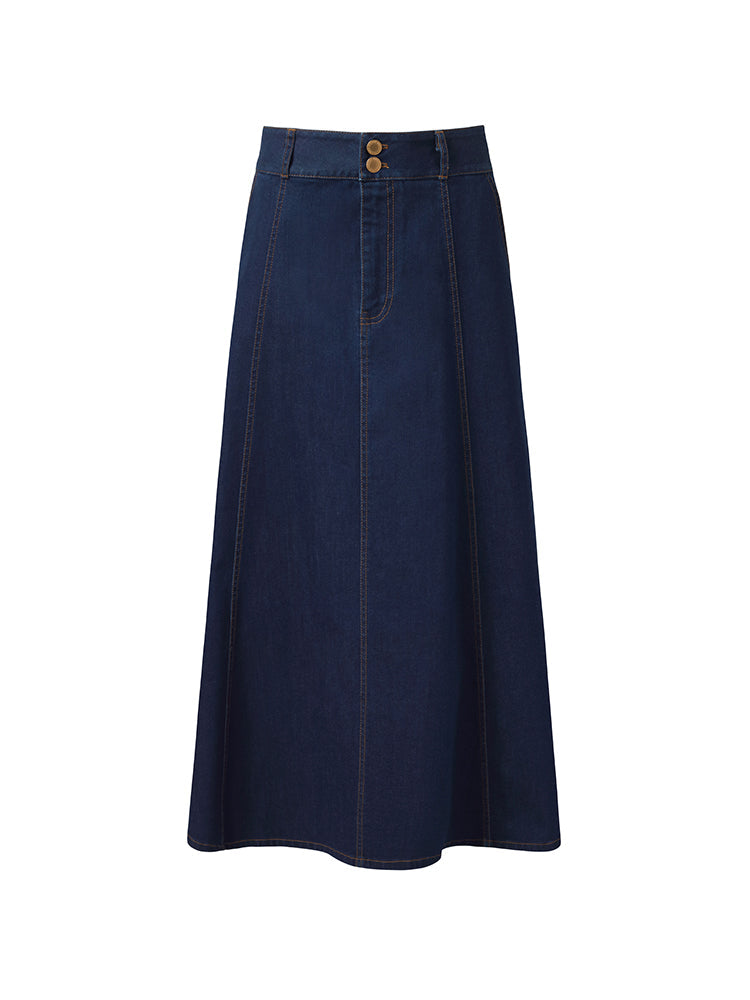 Denim A-Line Adjustable Waist Women Skirt
