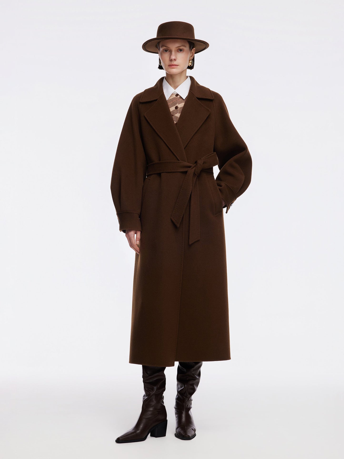 Cashmere Wool Double-Faced Women Wrap Overcoat