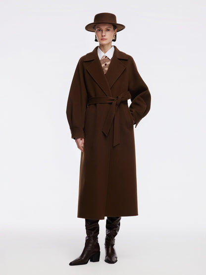 Cashmere Wool Double-Faced Women Wrap Overcoat