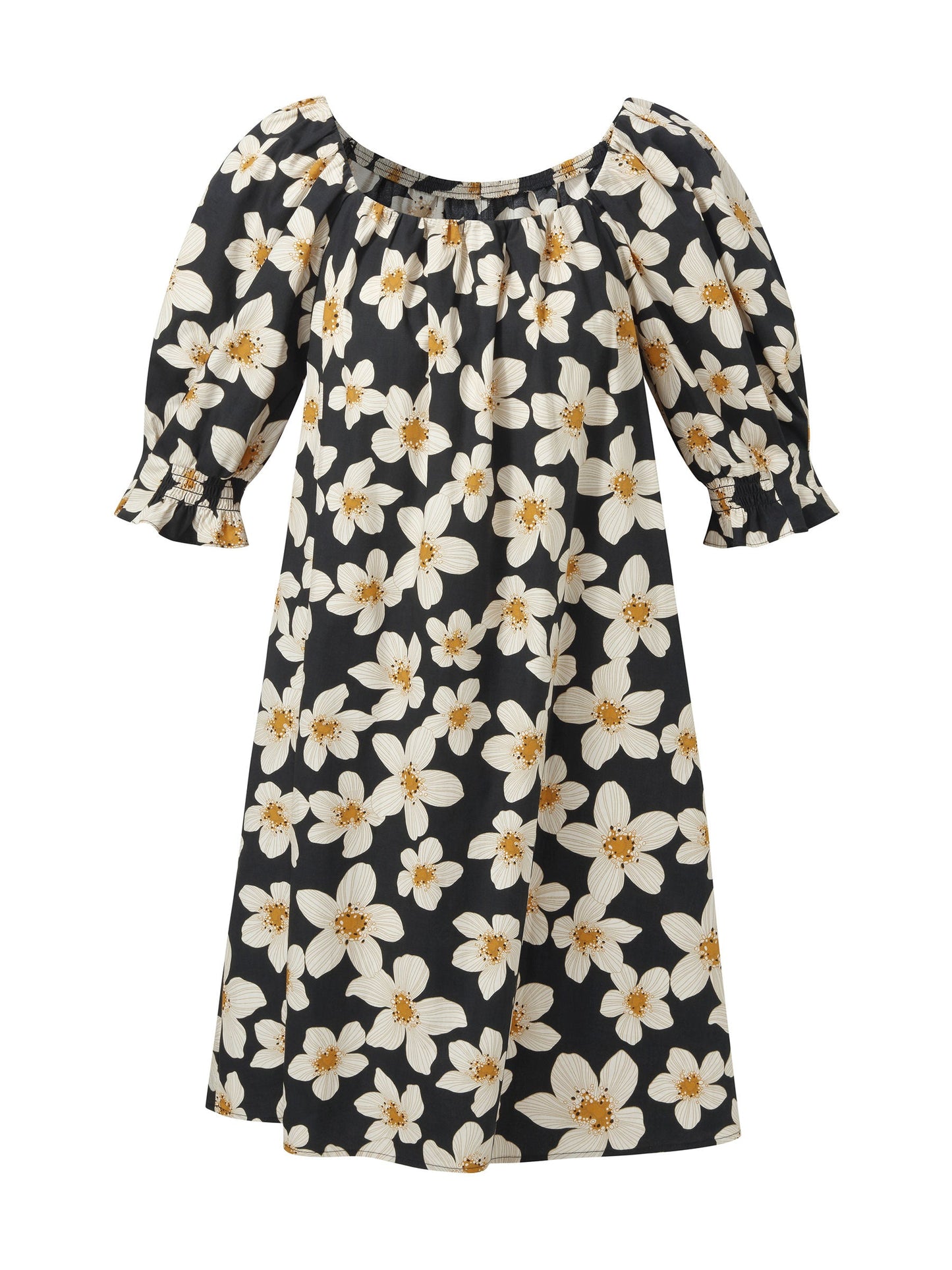 Cotton Floral Print Convertible Neckline Women Tunic Top