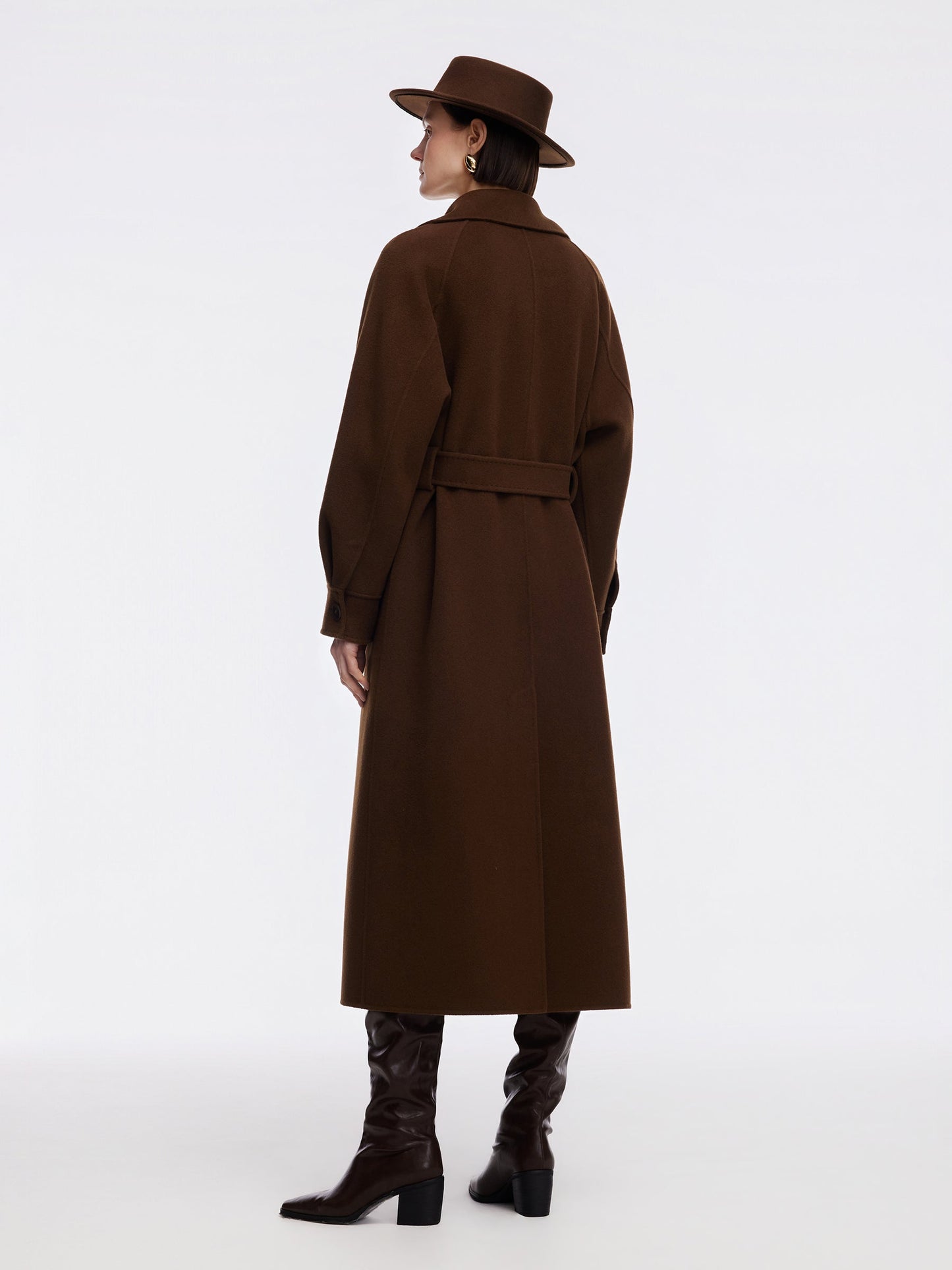 Cashmere Wool Double-Faced Women Wrap Overcoat