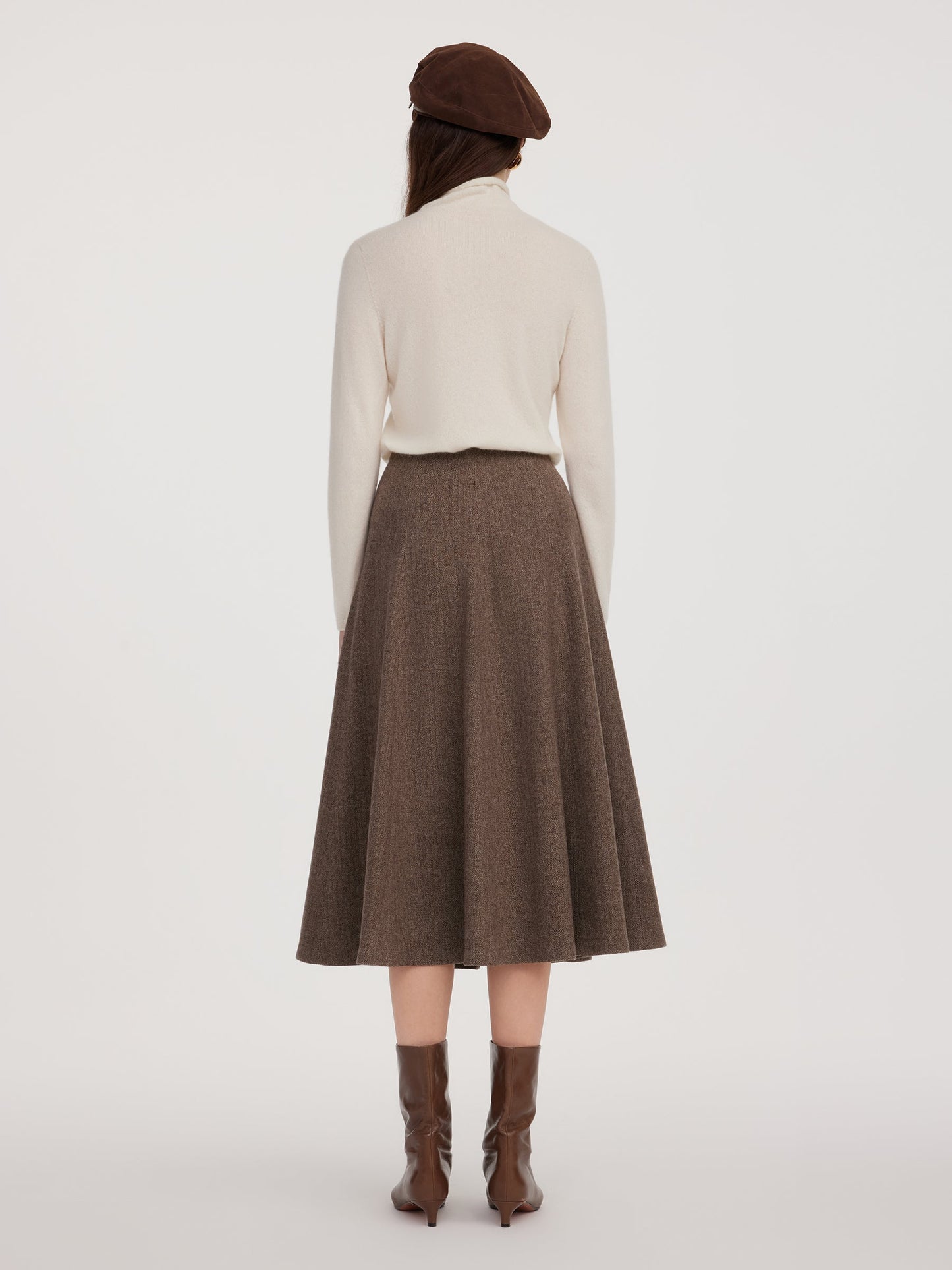 Washable Wool Women A-Line Flared Skirt