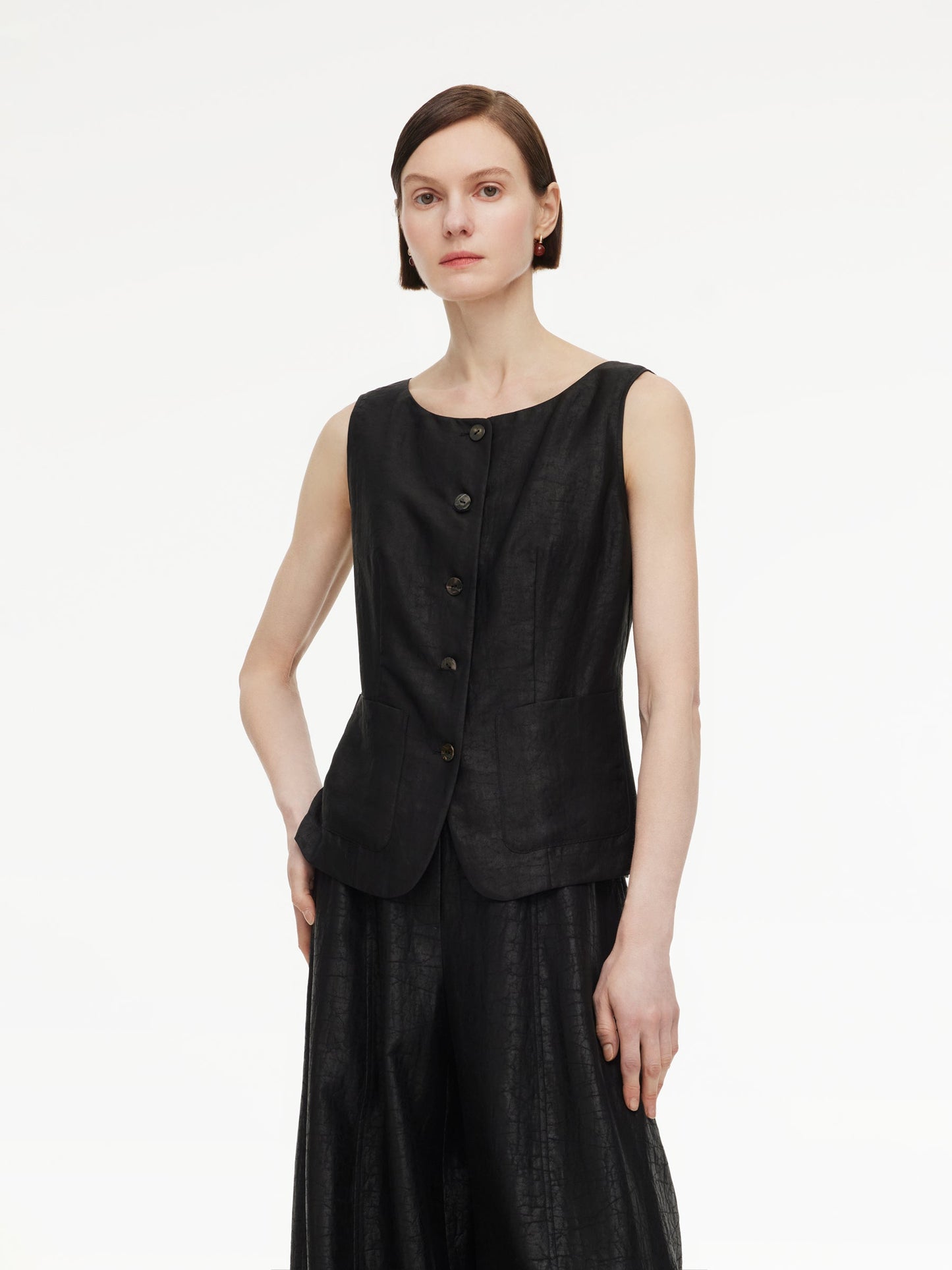 18MM Gambiered Canton Gauze Women H-Line Vest